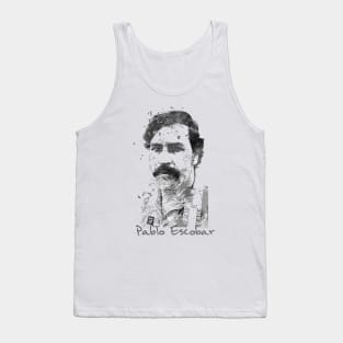 Pablo Escobar Retro Sketch in Black and White Tank Top